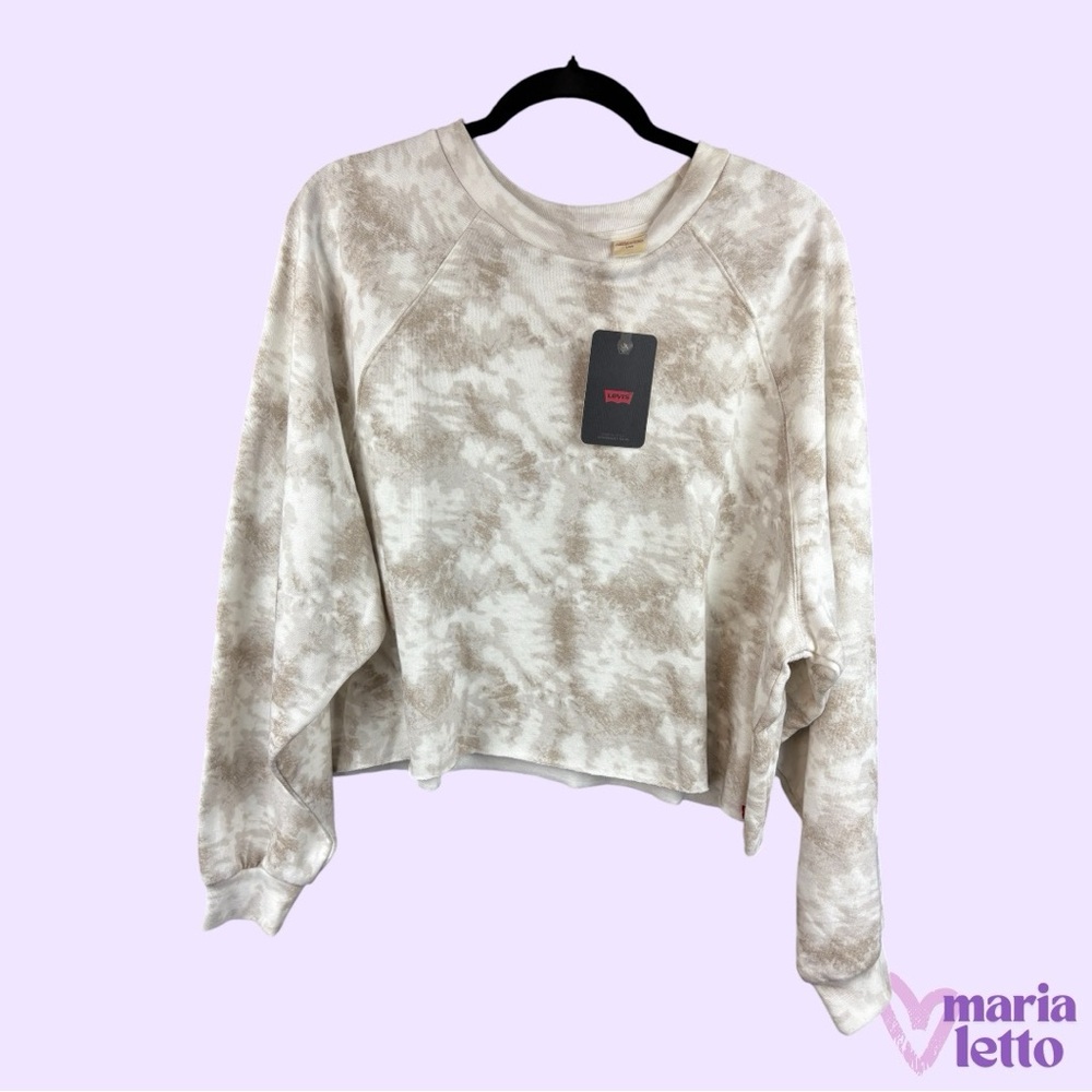 Levi’s Cropped Cream and Tan Sweatshirt, Large, NWT